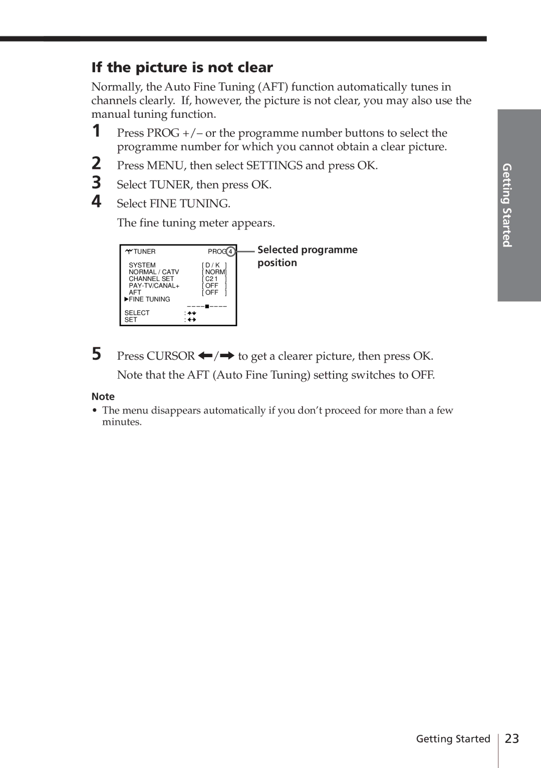 Sony SLV-E580EG manual If the picture is not clear, Press Cursor ?//to get a clearer picture, then press OK 