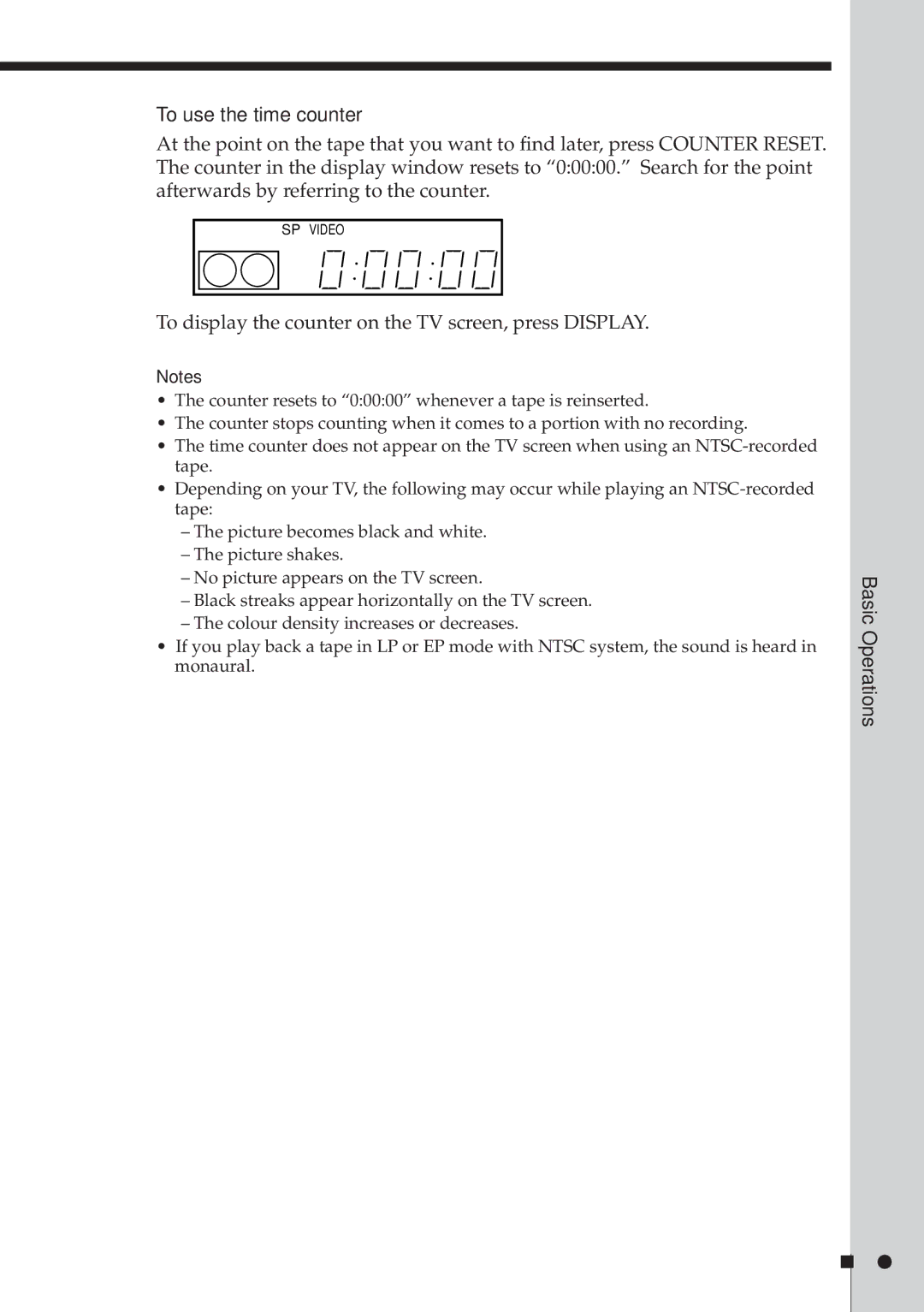 Sony SLV-E580EG manual To use the time counter, To display the counter on the TV screen, press Display 