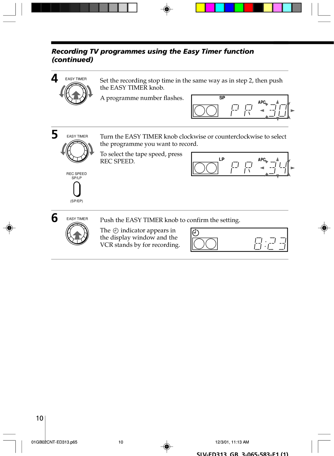 Sony SLV-ED313 manual REC Speed 