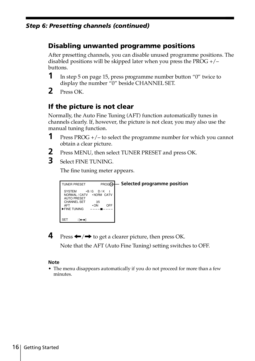 Sony SLV-ED818ME Disabling unwanted programme positions, If the picture is not clear, Selected programme position 