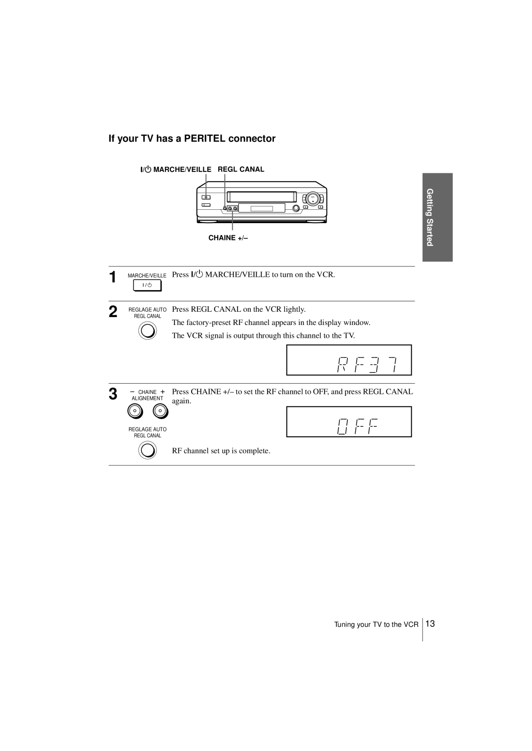 Sony SLV-SE250B, SLV-SE450B operating instructions Reglage Auto Regl Canal 