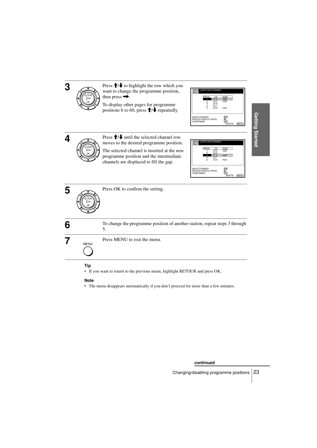 Sony SLV-SE250B, SLV-SE450B operating instructions Getting 