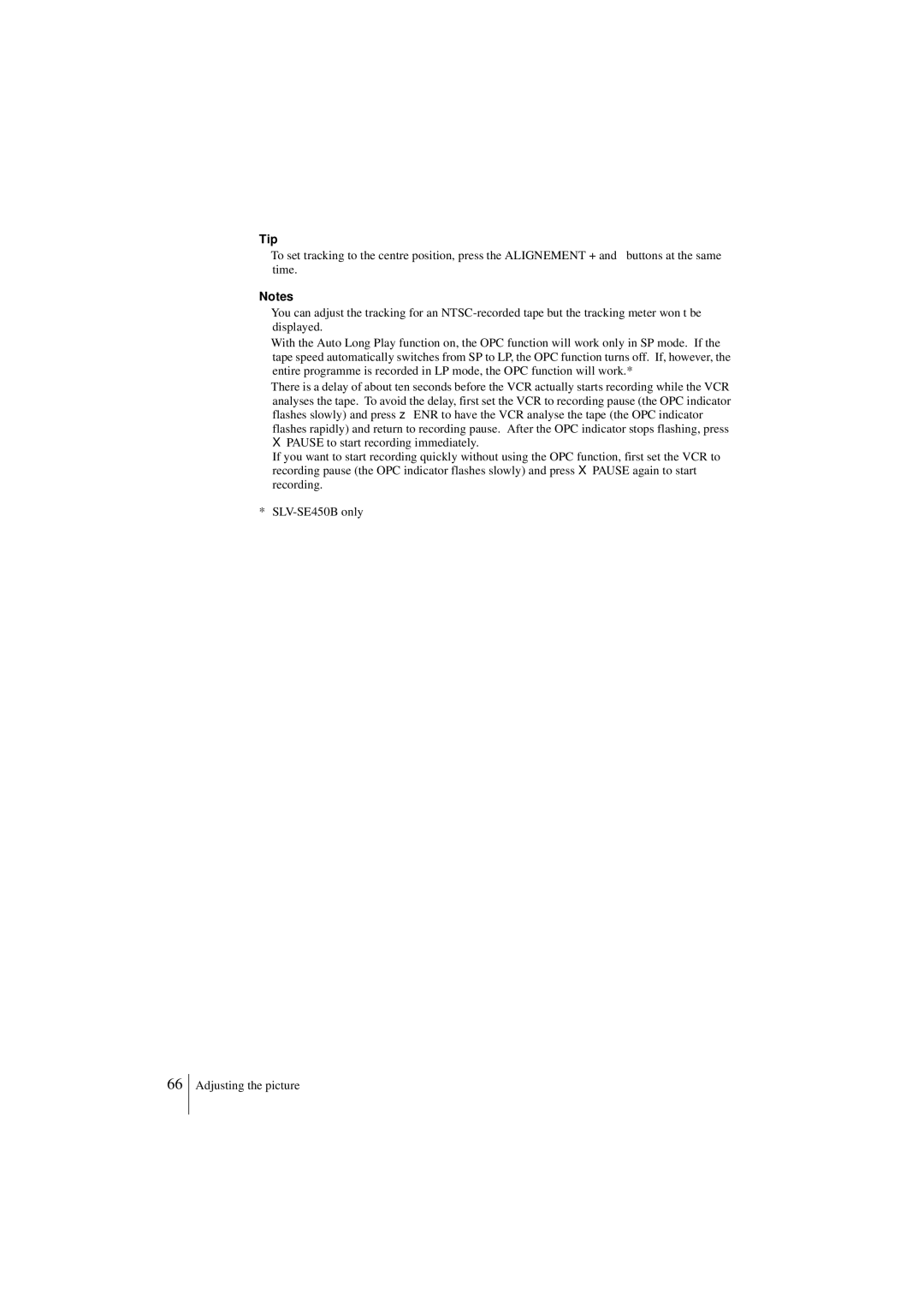 Sony SLV-SE450B, SLV-SE250B operating instructions Tip 