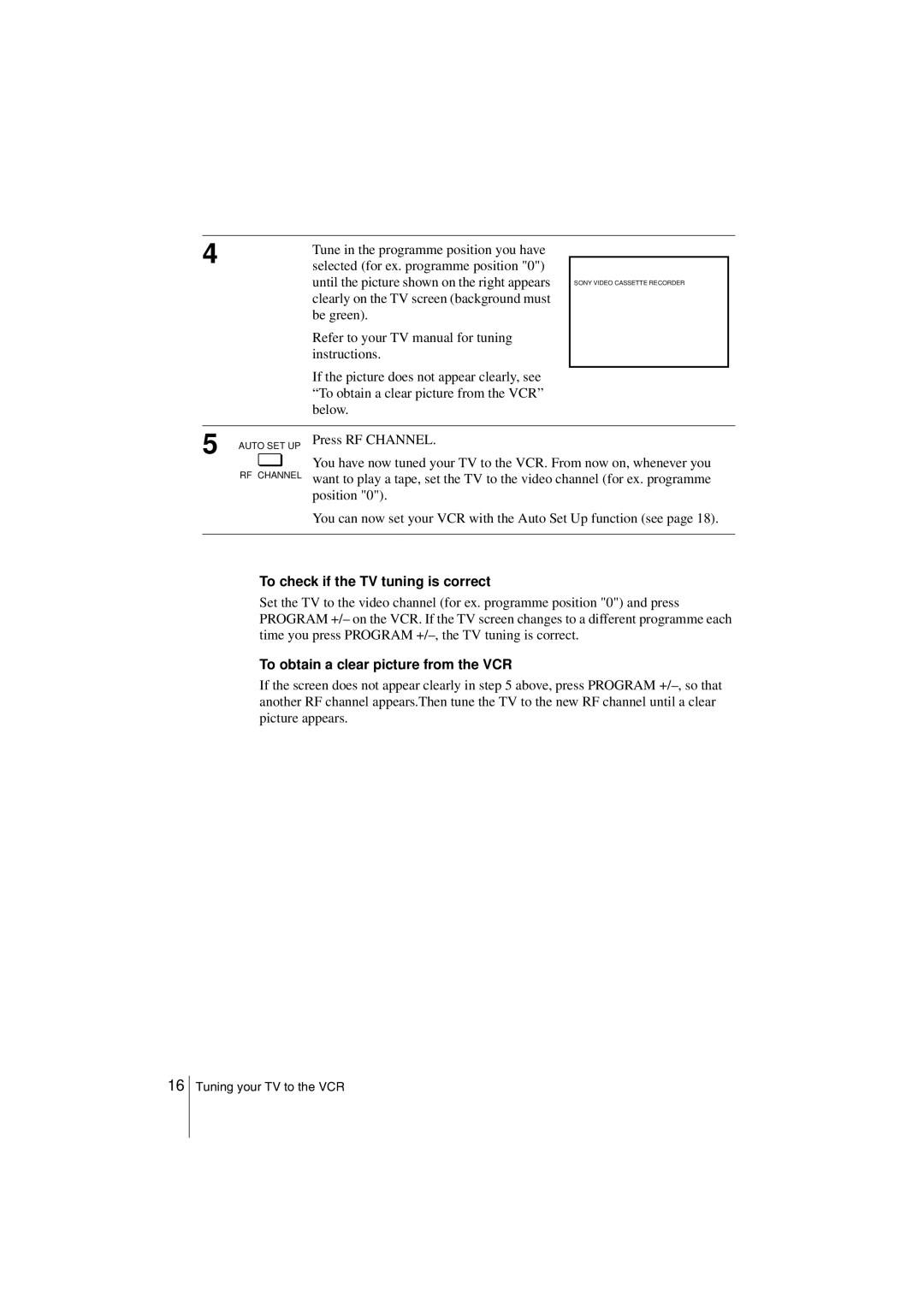 Sony SLV-SE850G operating instructions Selected for ex. programme position, To check if the TV tuning is correct 