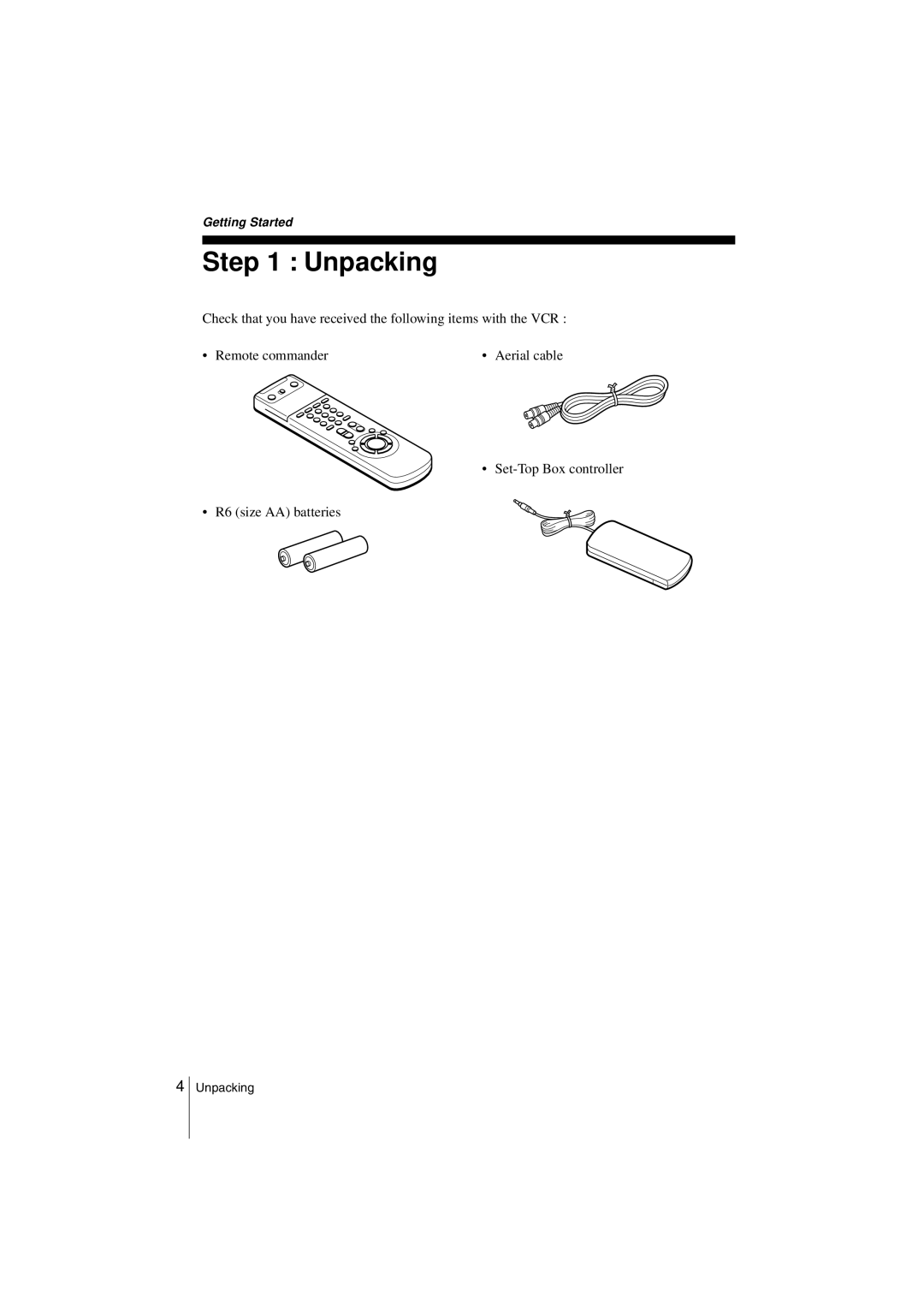 Sony SLV-SE850G operating instructions Unpacking 