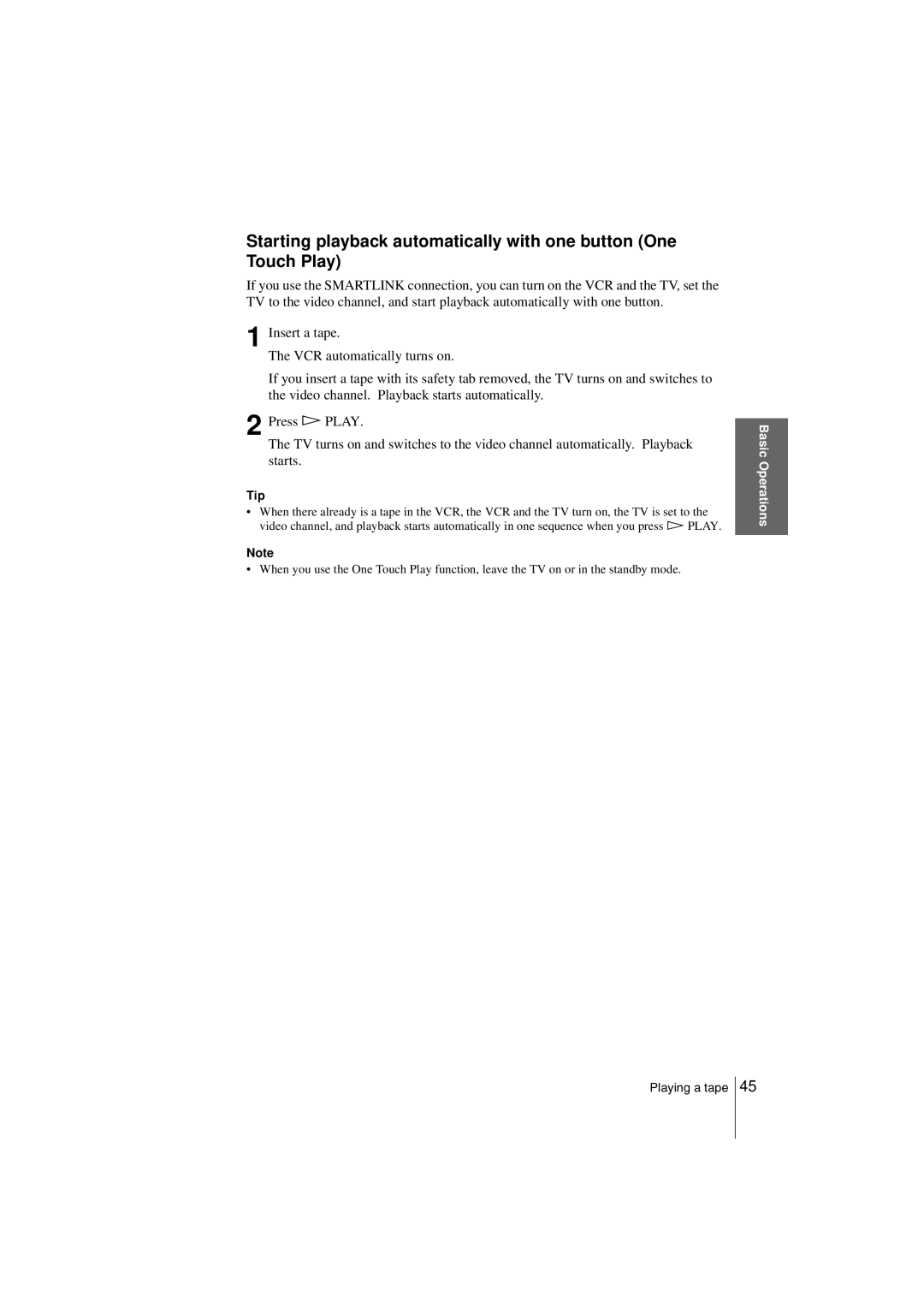 Sony SLV-SE850G operating instructions Tip 