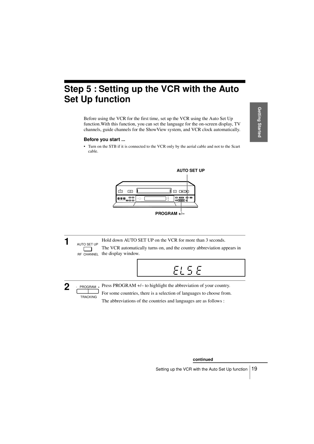 Sony SLV-SF950N manual Setting up the VCR with the Auto Set Up function, Before you start 