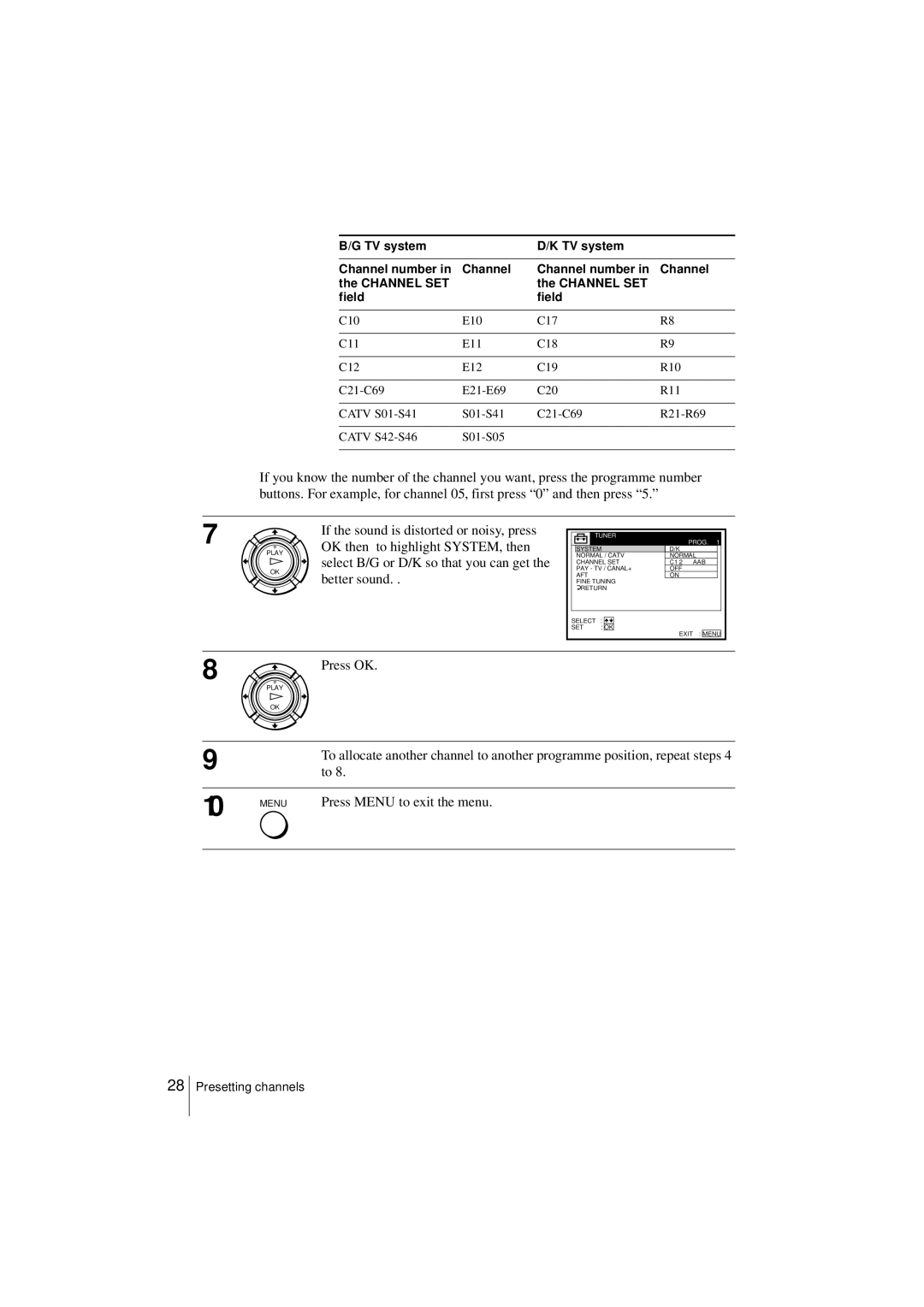 Sony SLV-SF950N manual Menu 