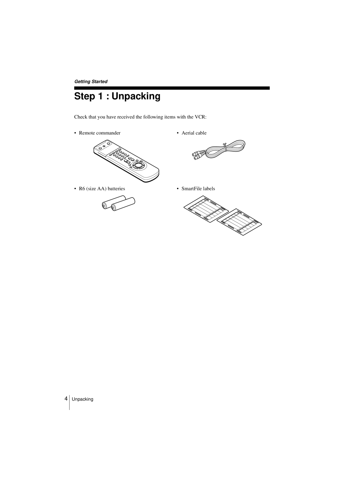 Sony SLV-SF950N manual Unpacking 