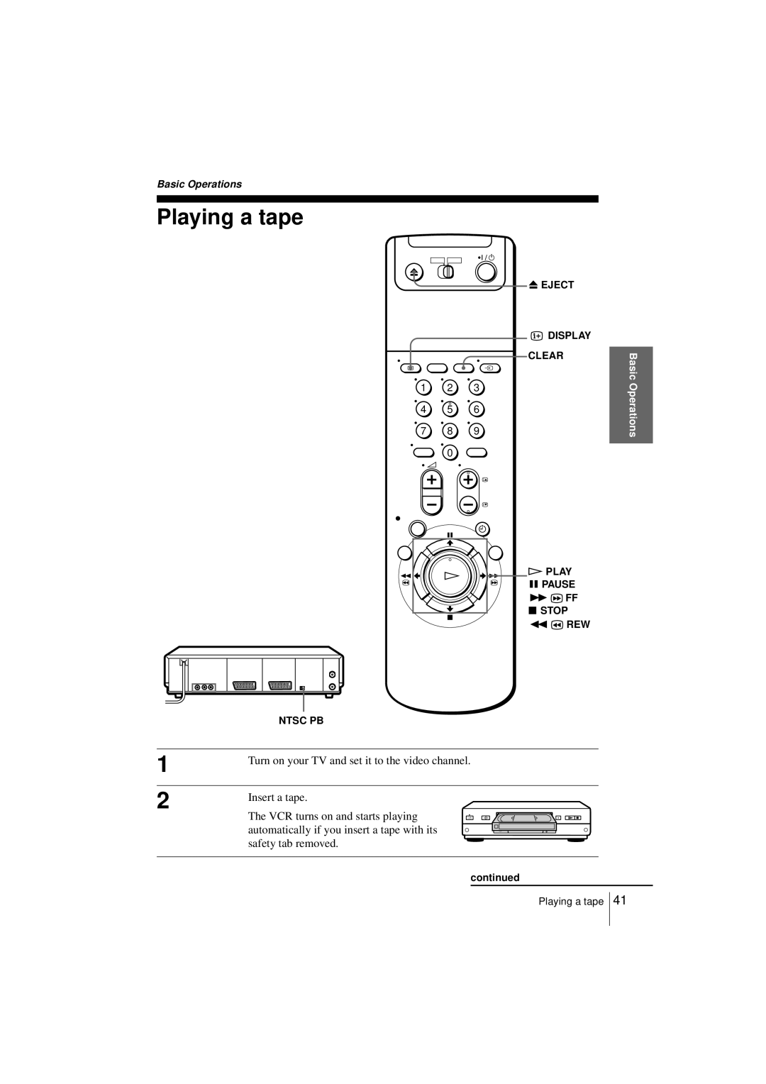 Sony SLV-SF950N manual Playing a tape 