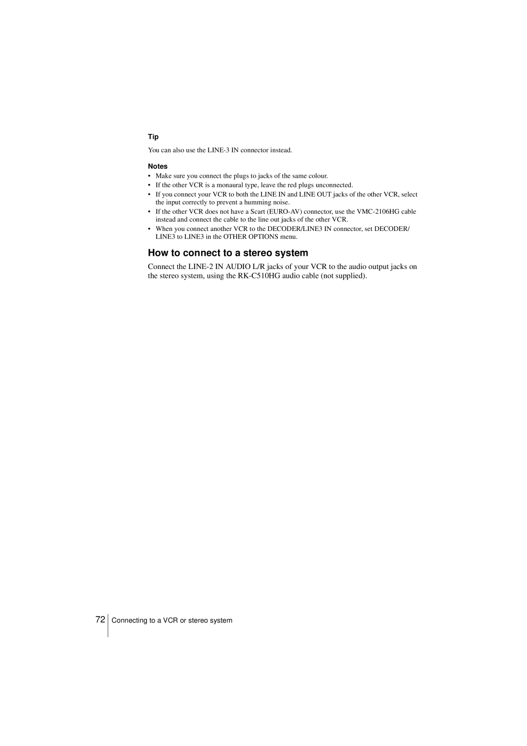 Sony SLV-SF950N manual How to connect to a stereo system, Tip 