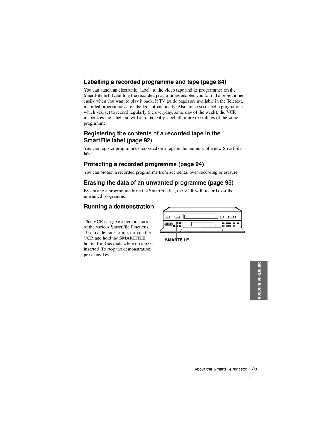 Sony SLV-SF950N manual Labelling a recorded programme and tape, Protecting a recorded programme, Running a demonstration 