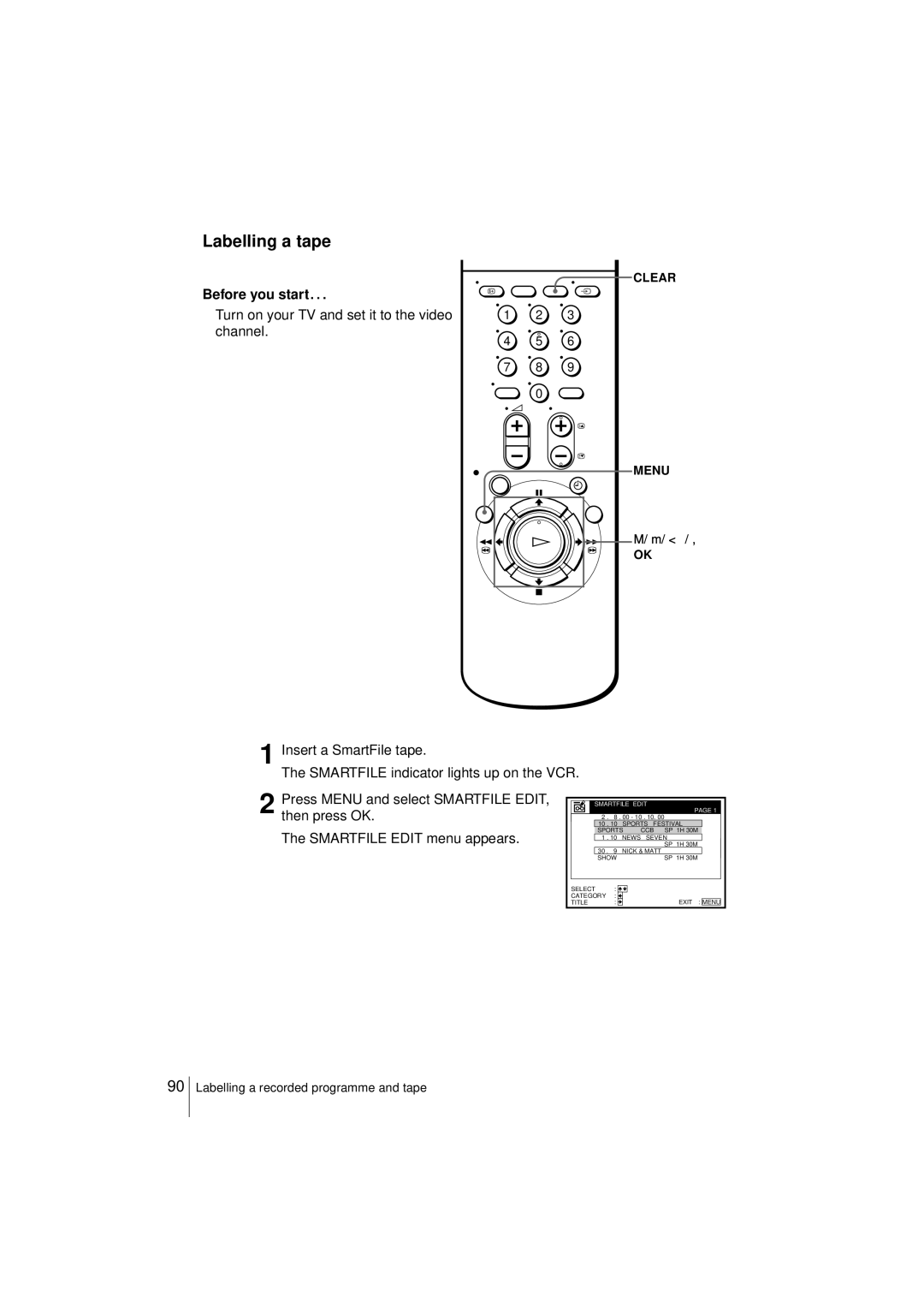 Sony SLV-SF950N manual Labelling a tape, Before you start … 