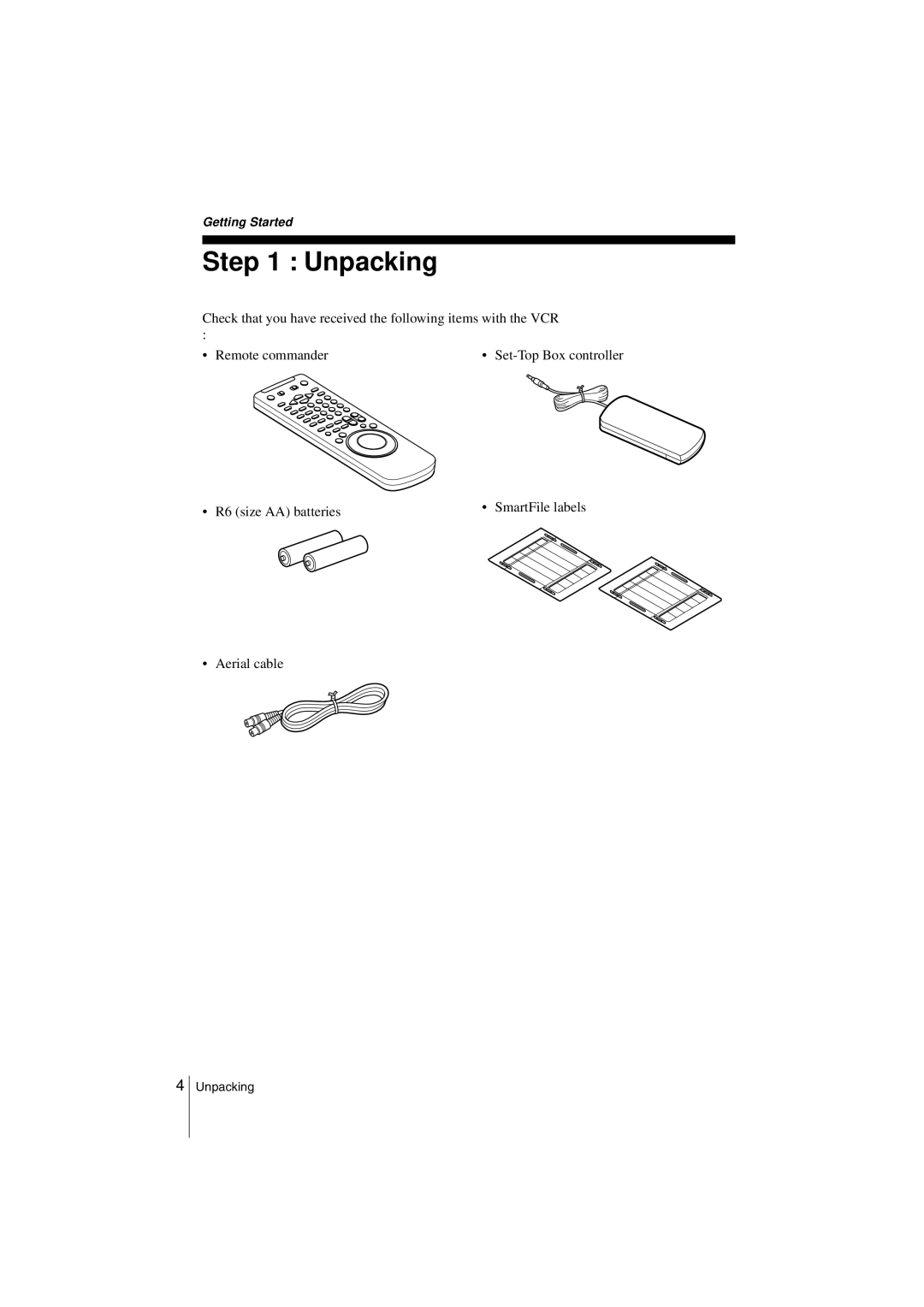 Sony SLV-SF990G manual Unpacking 