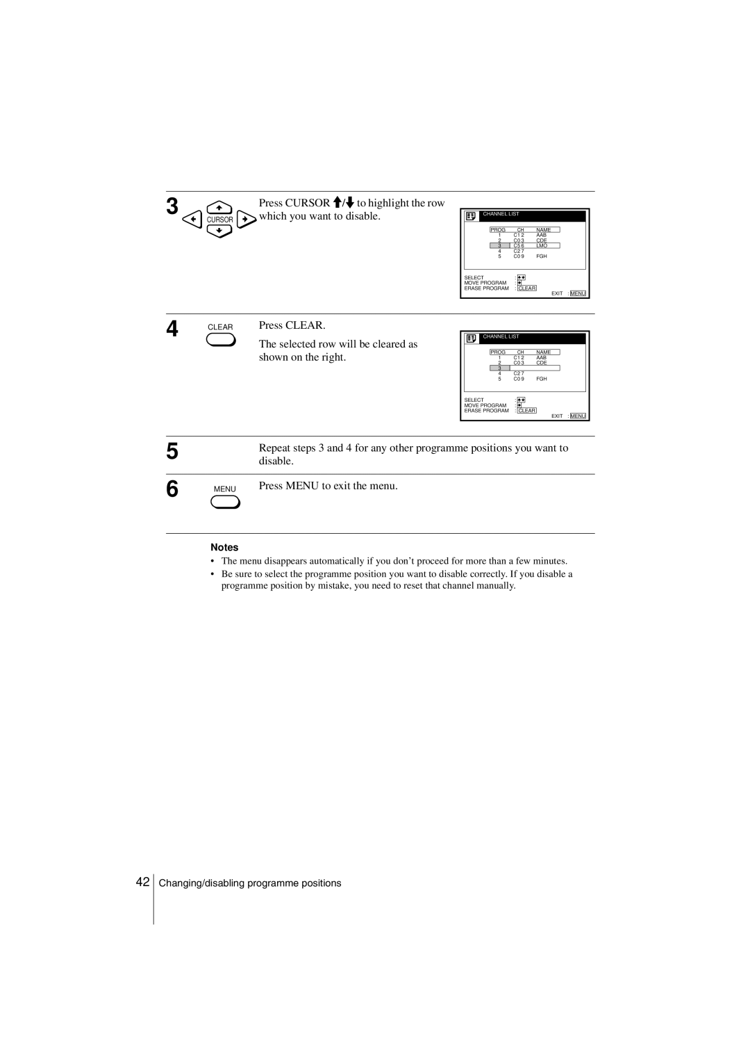 Sony SLV-SF990G manual Prog Name AAB CDE LMO FGH Select Move Program Erase Program 