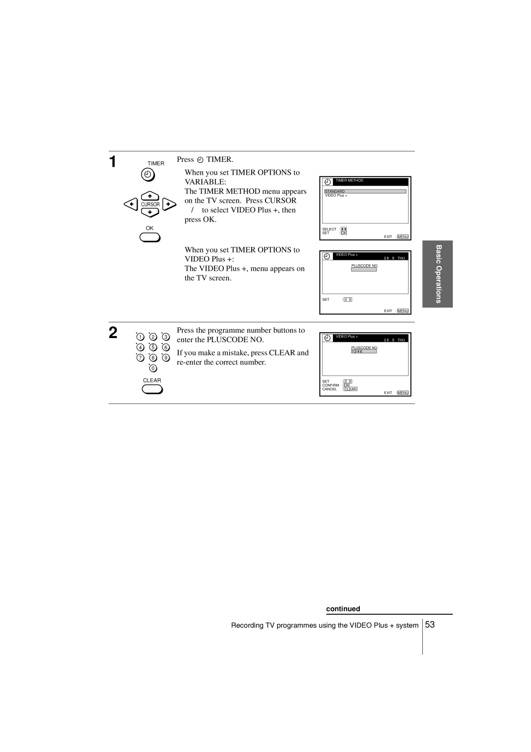 Sony SLV-SF990G manual Press Timer When you set Timer Options to, Video Plus +, menu appears on, TV screen 