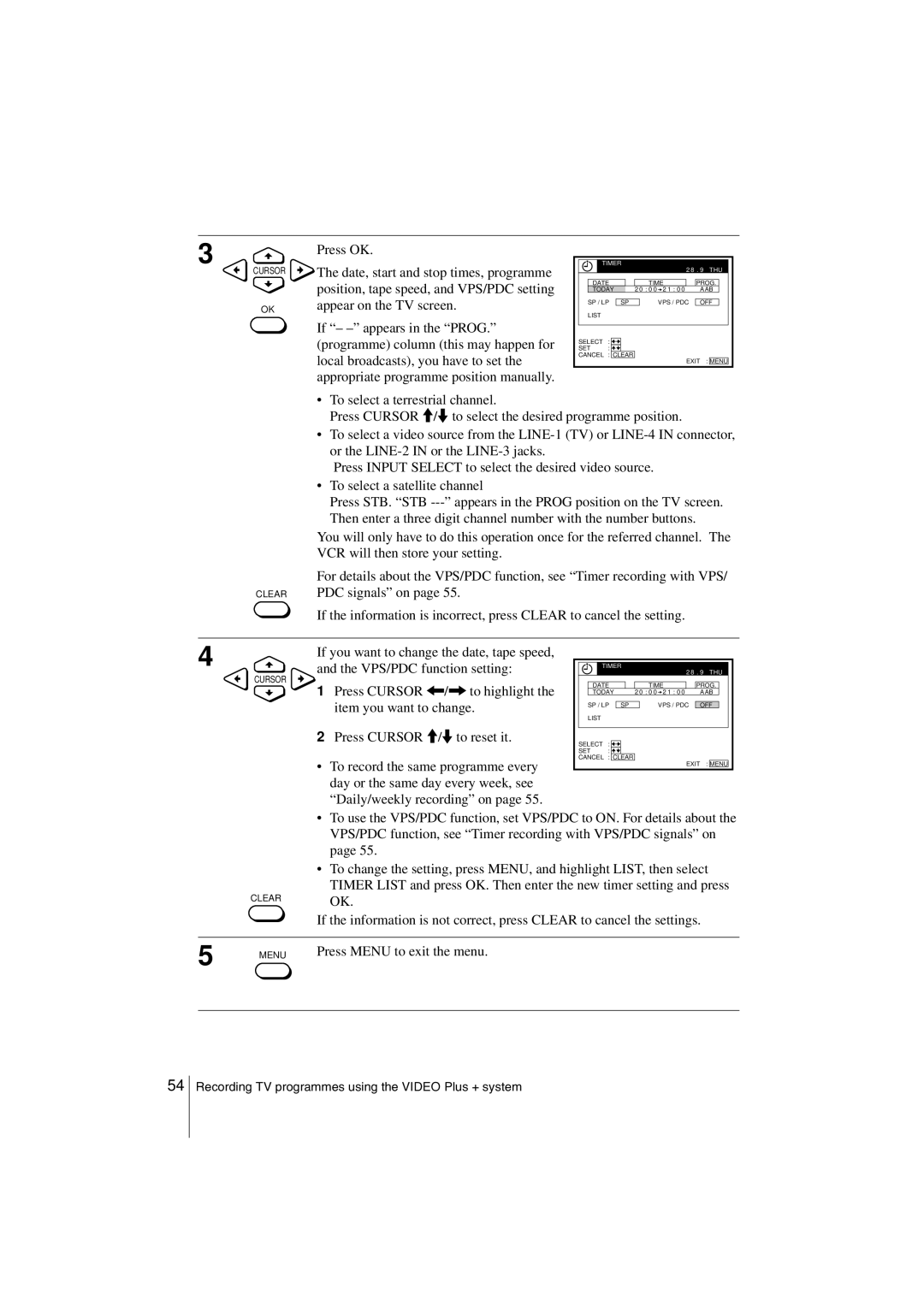 Sony SLV-SF990G manual Press Cursor / , to highlight, Item you want to change, Press Cursor M/m to reset it 