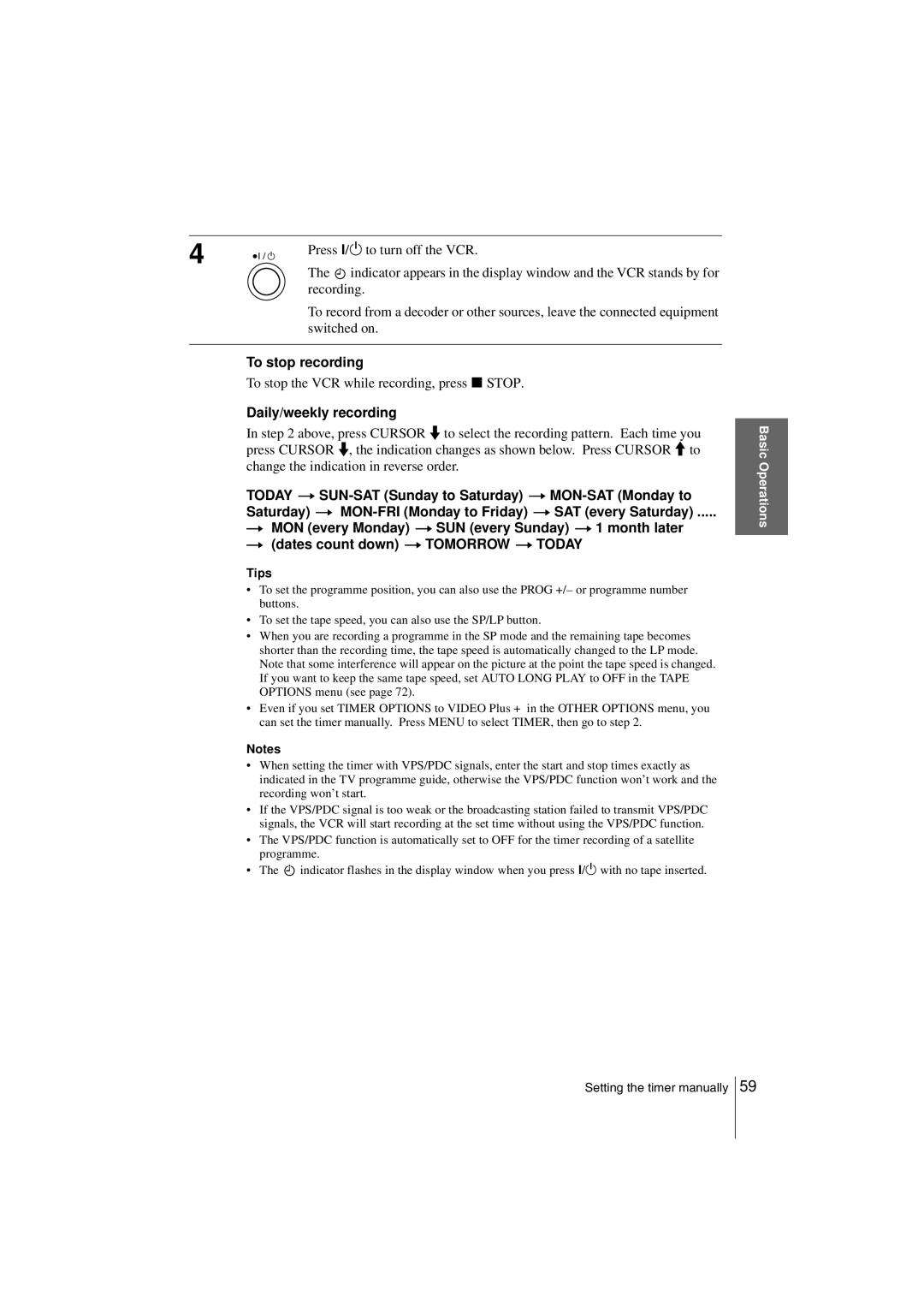 Sony SLV-SF990G manual To stop recording 