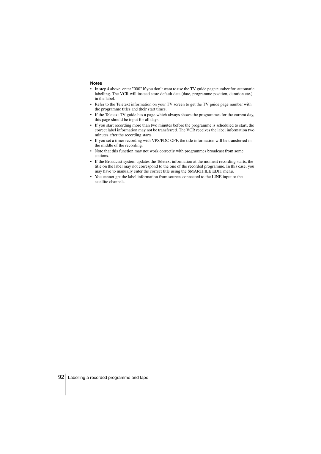 Sony SLV-SF990G manual Labelling a recorded programme and tape 