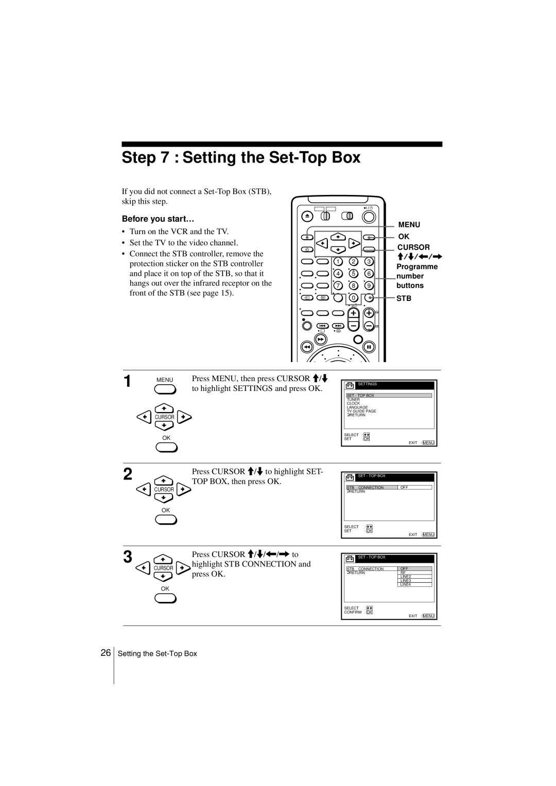 Sony SLV-SF990G manual Setting the Set-Top Box, Before you start… 