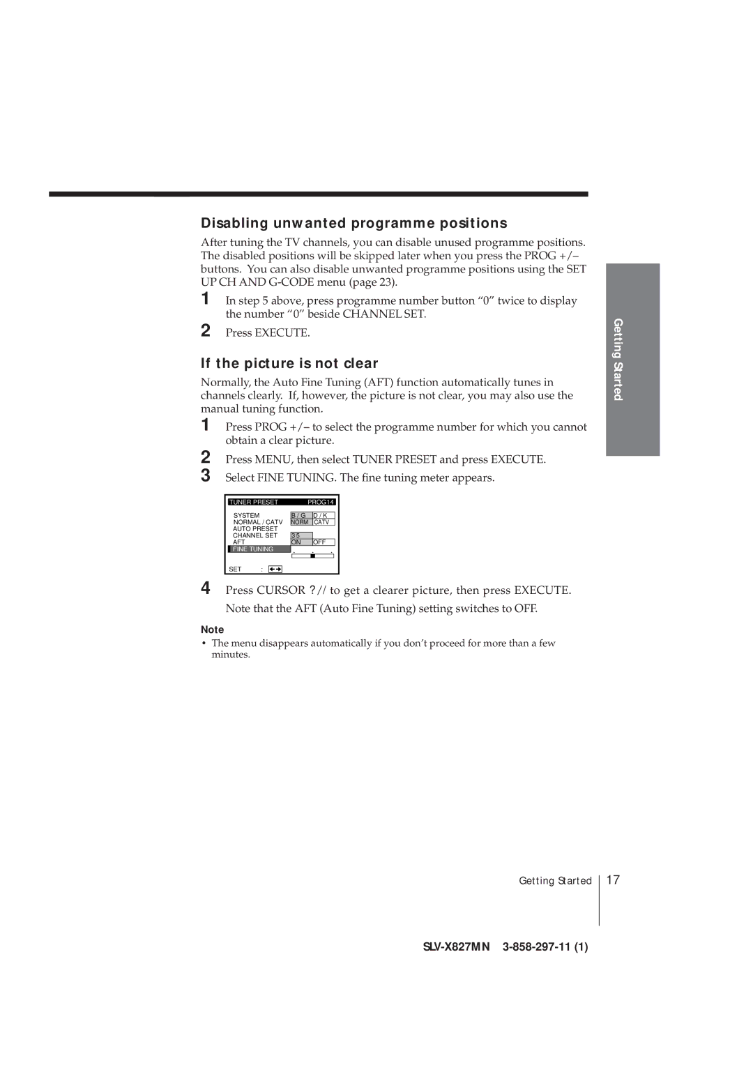 Sony SLV-X827MN manual Disabling unwanted programme positions, If the picture is not clear 