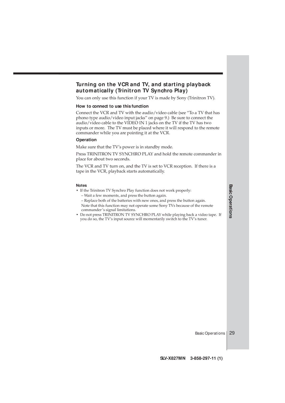 Sony SLV-X827MN manual How to connect to use this function, Operation 