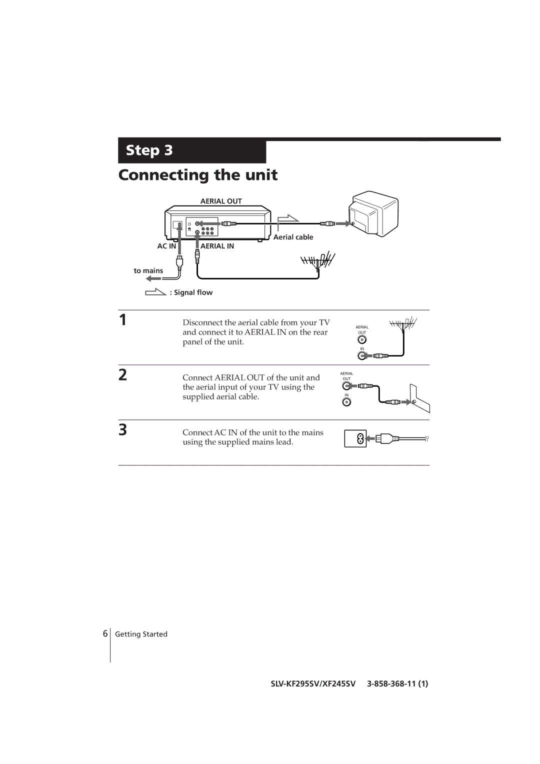 Sony SLV-XF245SV, SLV-KF295SV manual Connecting the unit, To mains Signal flow 