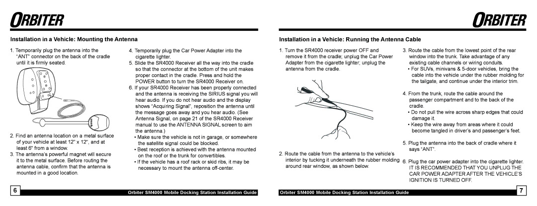 Sony manual Orbiter SM4000 Mobile Docking Station Installation Guide 