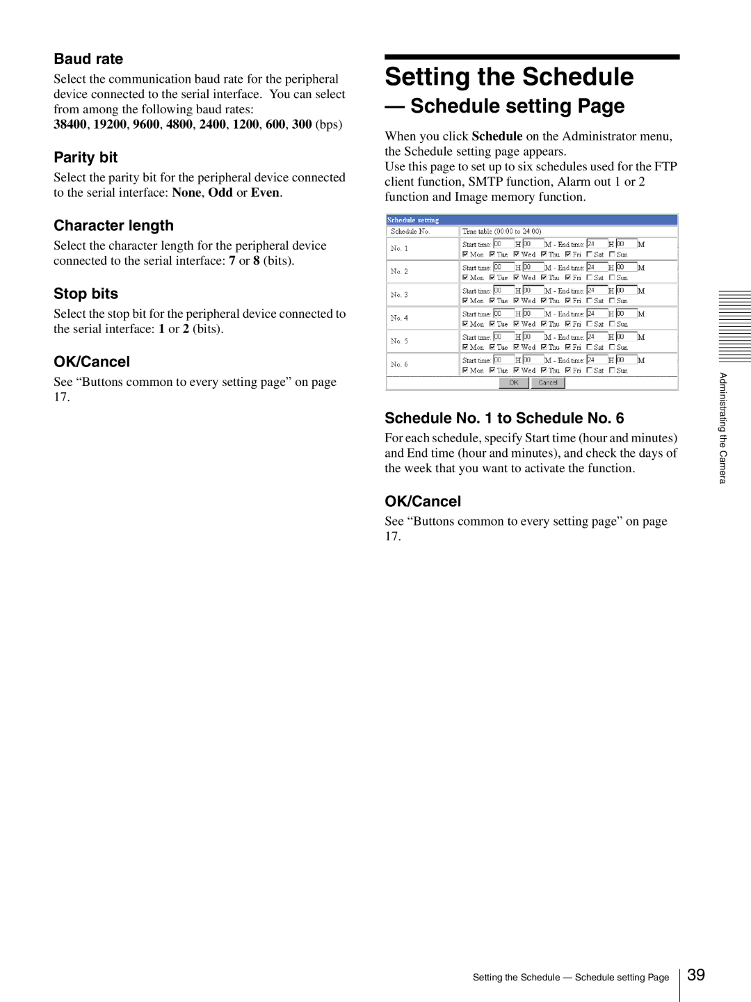 Sony SNC-CS3P, SNC-CS3N manual Setting the Schedule, Schedule setting 