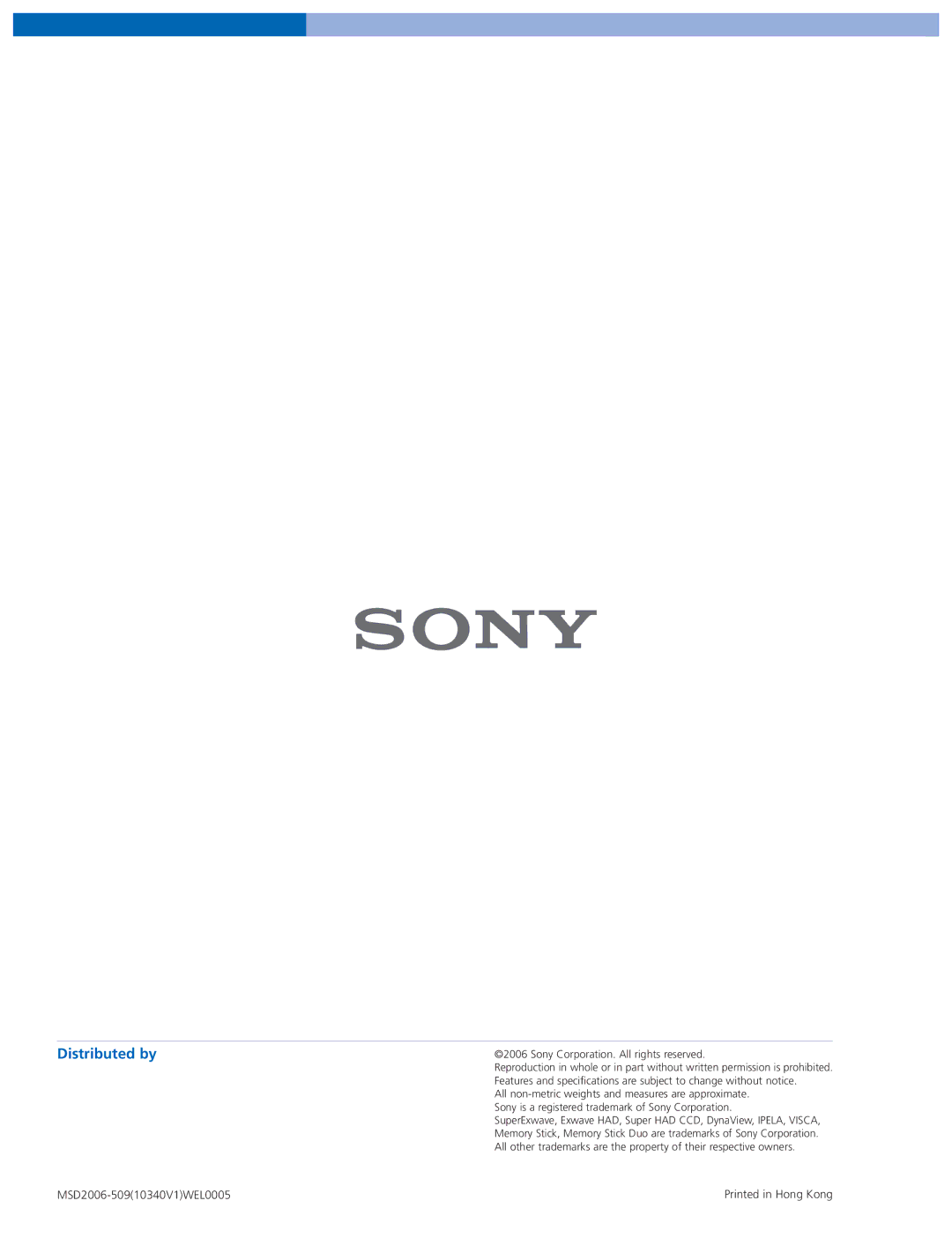 Sony SNC-RX570N manual Distributed by 