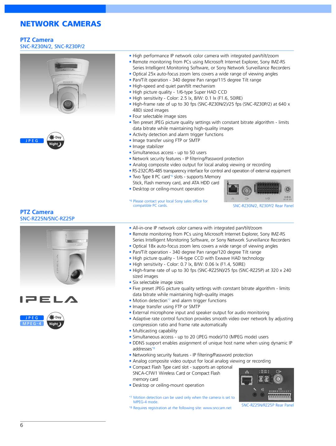 Sony SNC-RX570N manual SNC-RZ30N/2, SNC-RZ30P/2, SNC-RZ25N/SNC-RZ25P 