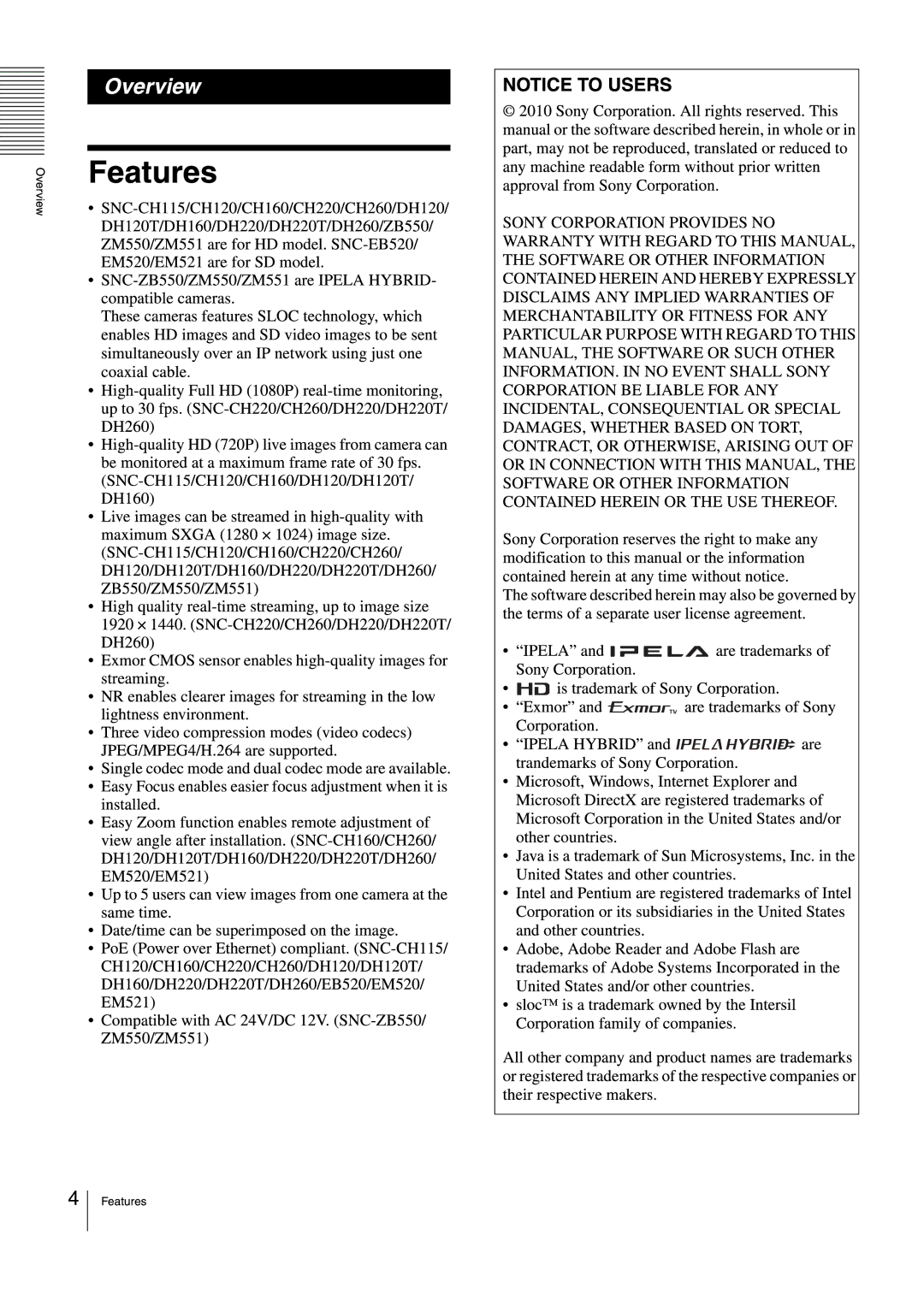 Sony SNCEB520 manual 