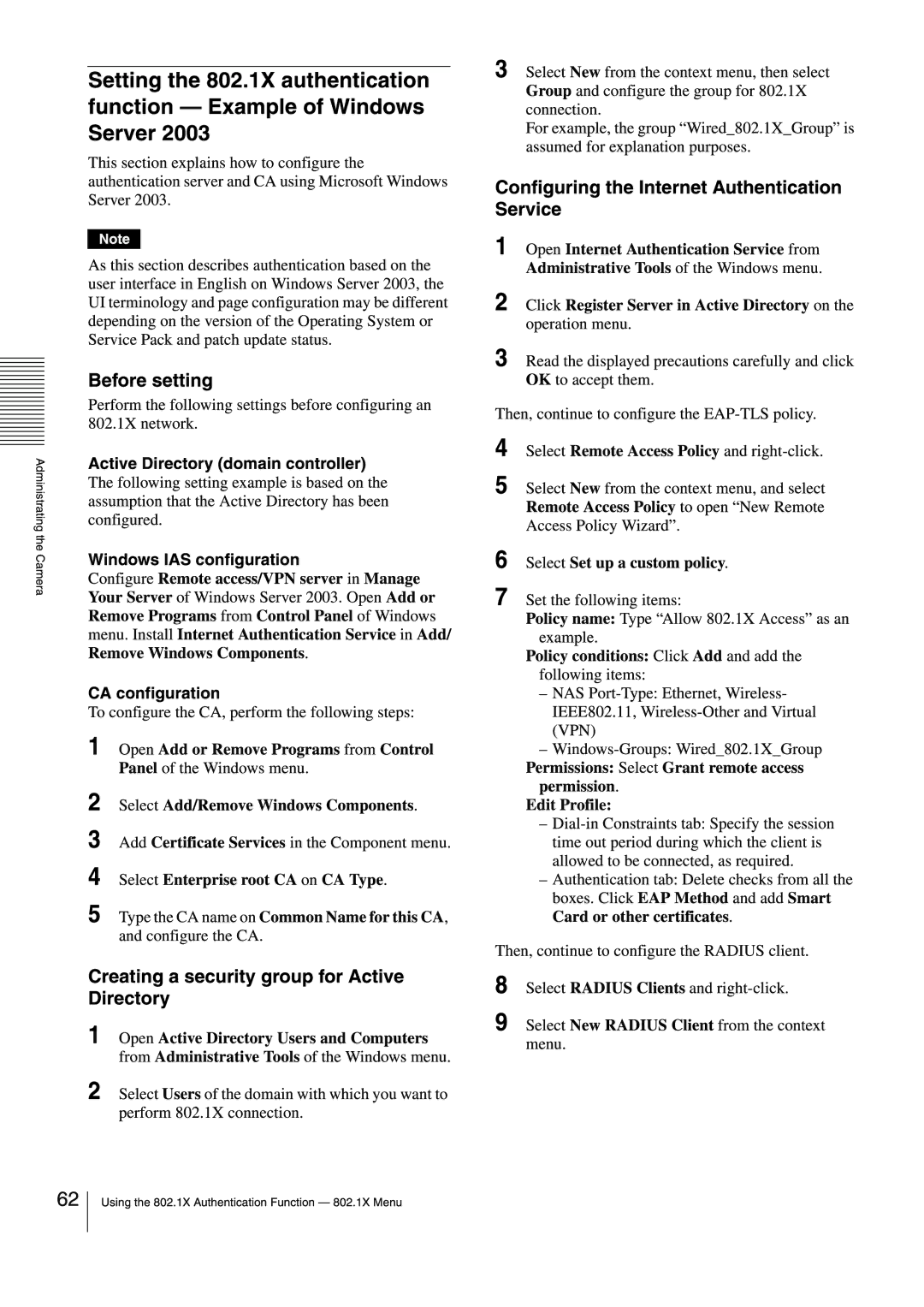 Sony SNCEB520 manual 
