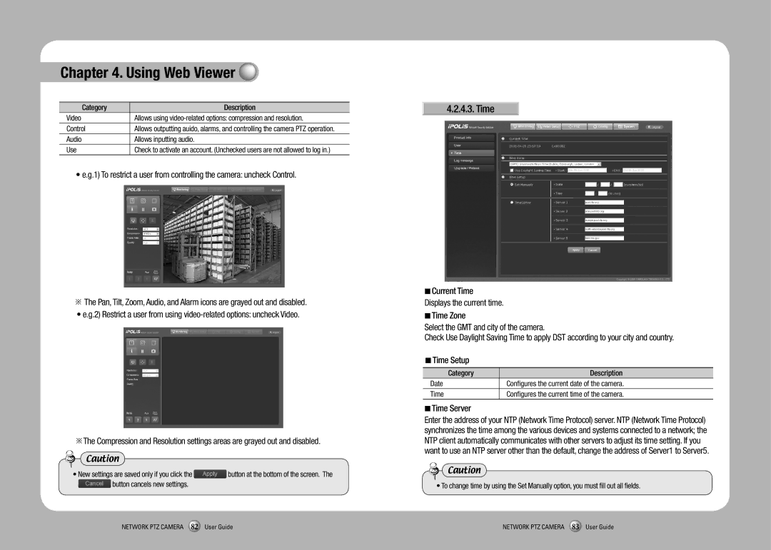 Sony SNP-3350 manual Time Server, Category Description Video, Control, Audio Allows inputting audio Use 