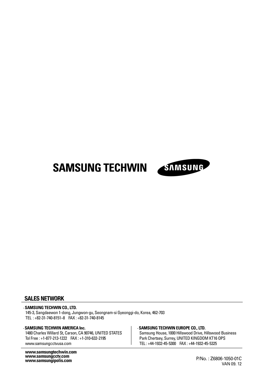 Sony SNP-3350 manual Sales Network 