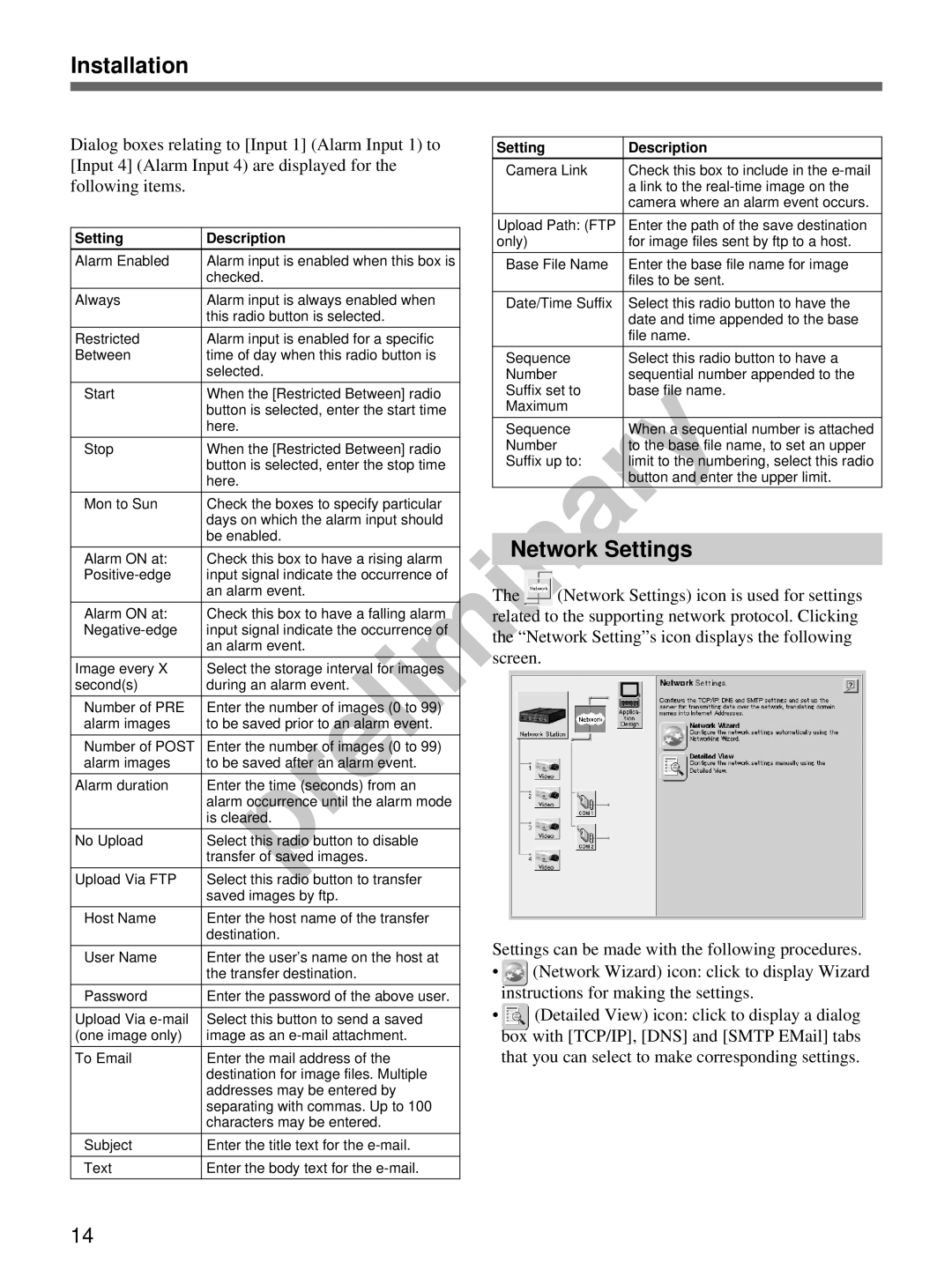 Sony snt-v manual Installation, Network Settings 