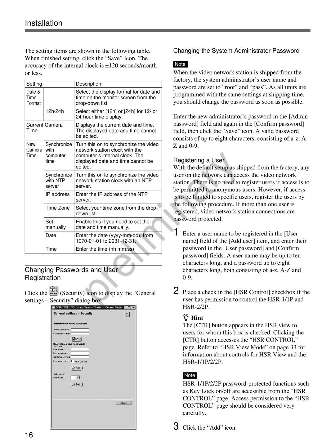 Sony snt-v manual Changing Passwords and User Registration, Changing the System Administrator Password, Registering a User 