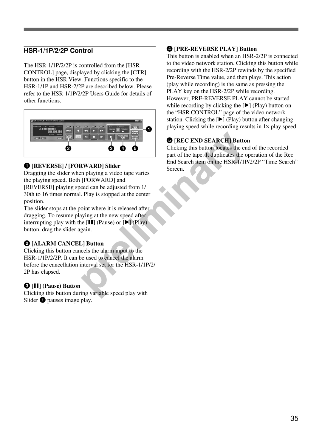 Sony snt-v manual HSR-1/1P/2/2P Control 