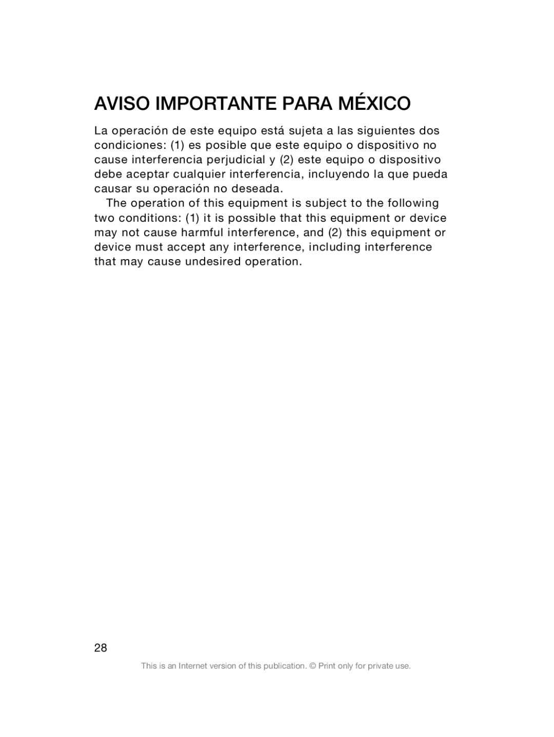 Sony Sony D6503 manual Aviso Importante Para México 