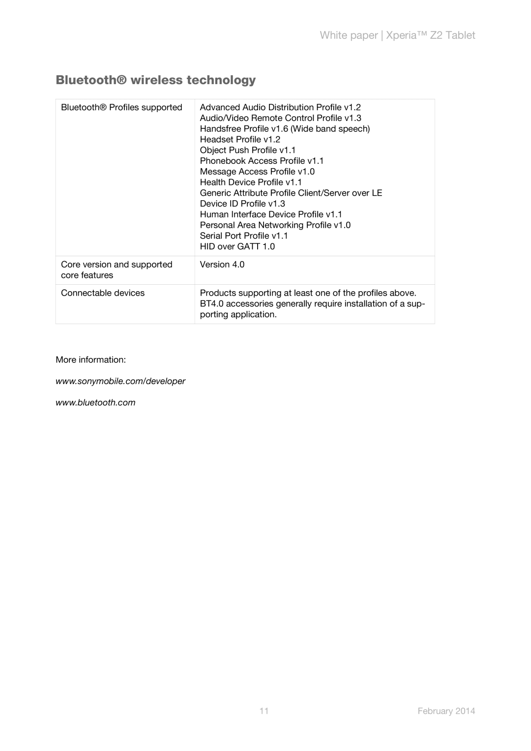 Sony SPG551, SPG541, SGP521 manual Bluetooth wireless technology 