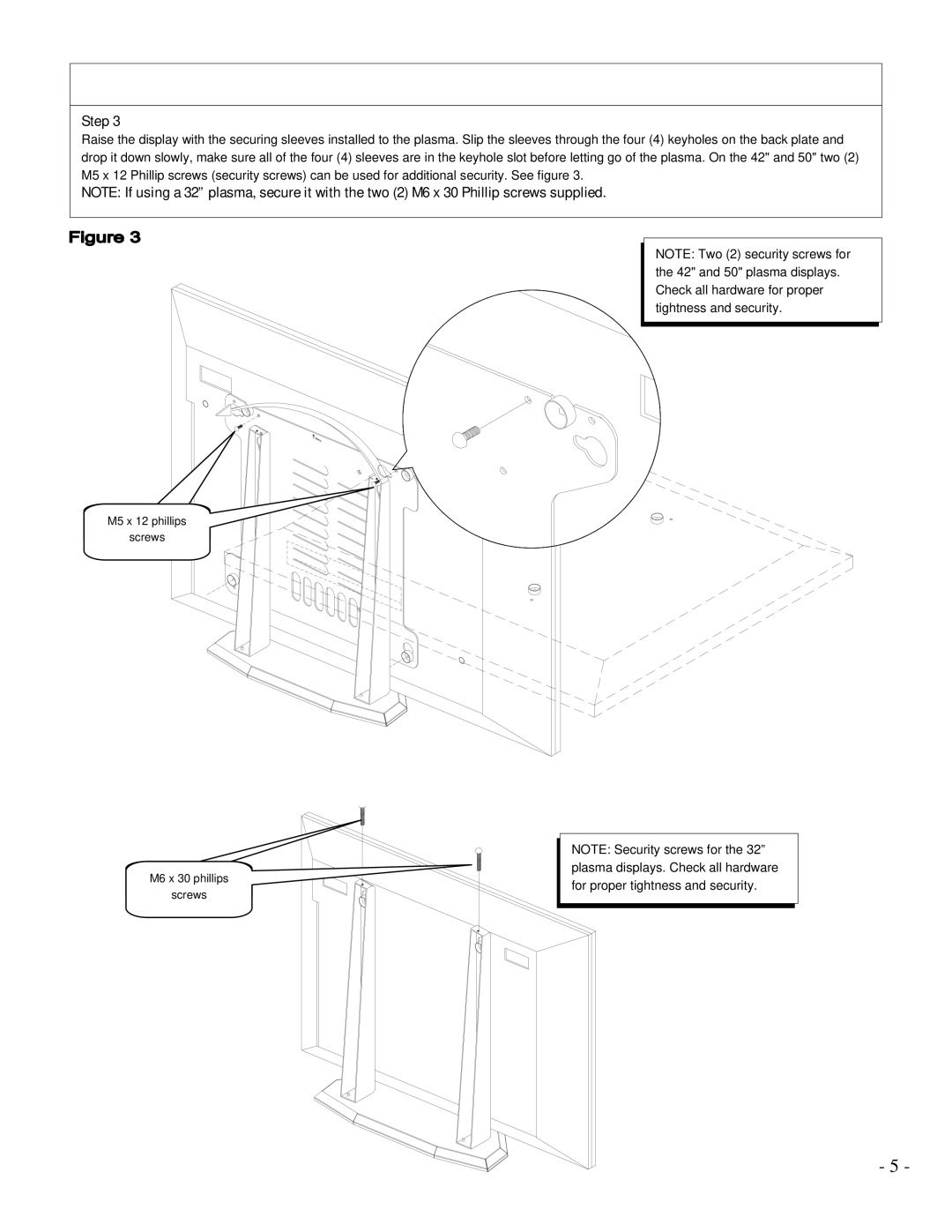 Sony SPM-TRI/C installation manual Securing the plasma to the stand 