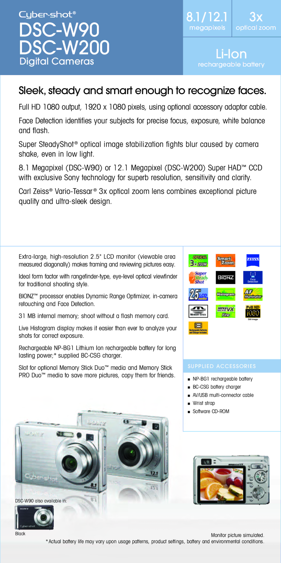 Sony Spring 2007 manual 12.1, Sleek, steady and smart enough to recognize faces 