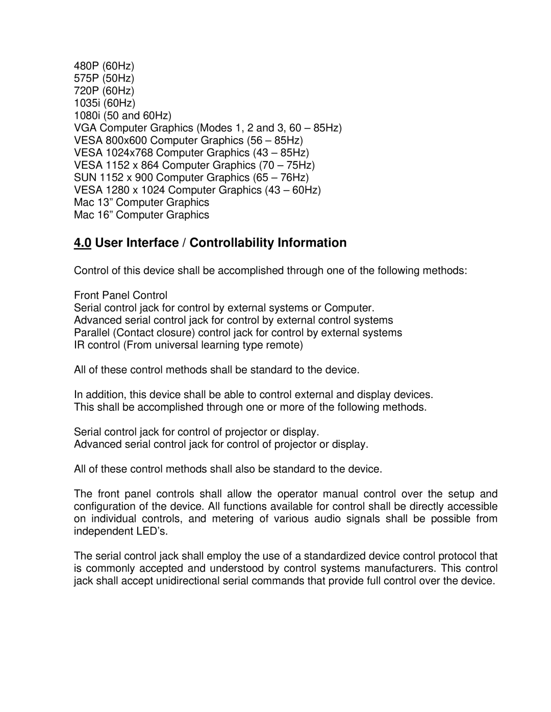 Sony SRP-X500P specifications User Interface / Controllability Information 