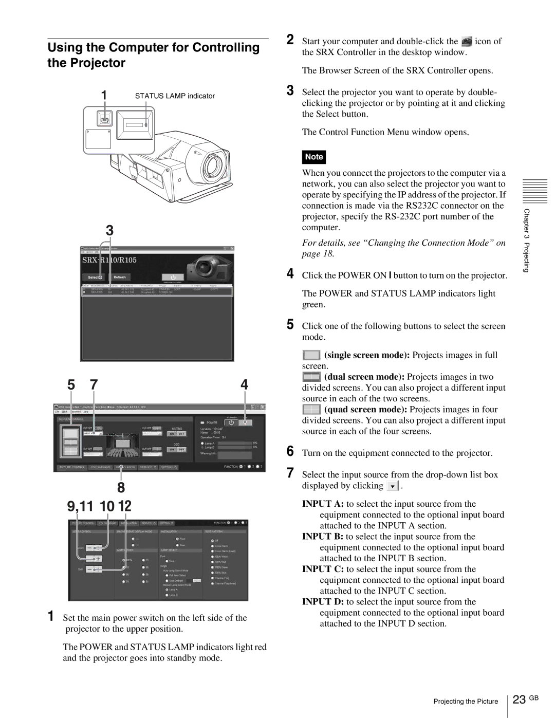 Sony SRX-R105, SRX- R110 operating instructions Using the Computer for Controlling the Projector, 23 GB 