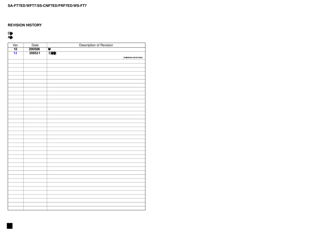 Sony SS-FRF7ED, SA-WFT7 service manual SA-FT7ED/WFT7/SS-CNF7ED/FRF7ED/WS-FT7 Revision History 