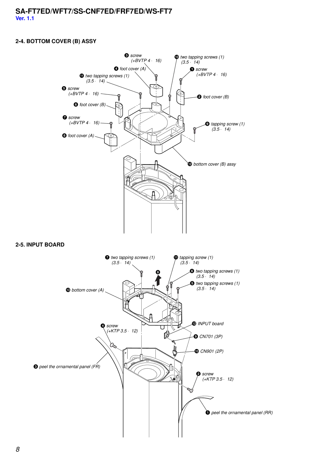 Sony SS-FRF7ED, SA-WFT7 service manual Bottom Cover B Assy, Input Board 