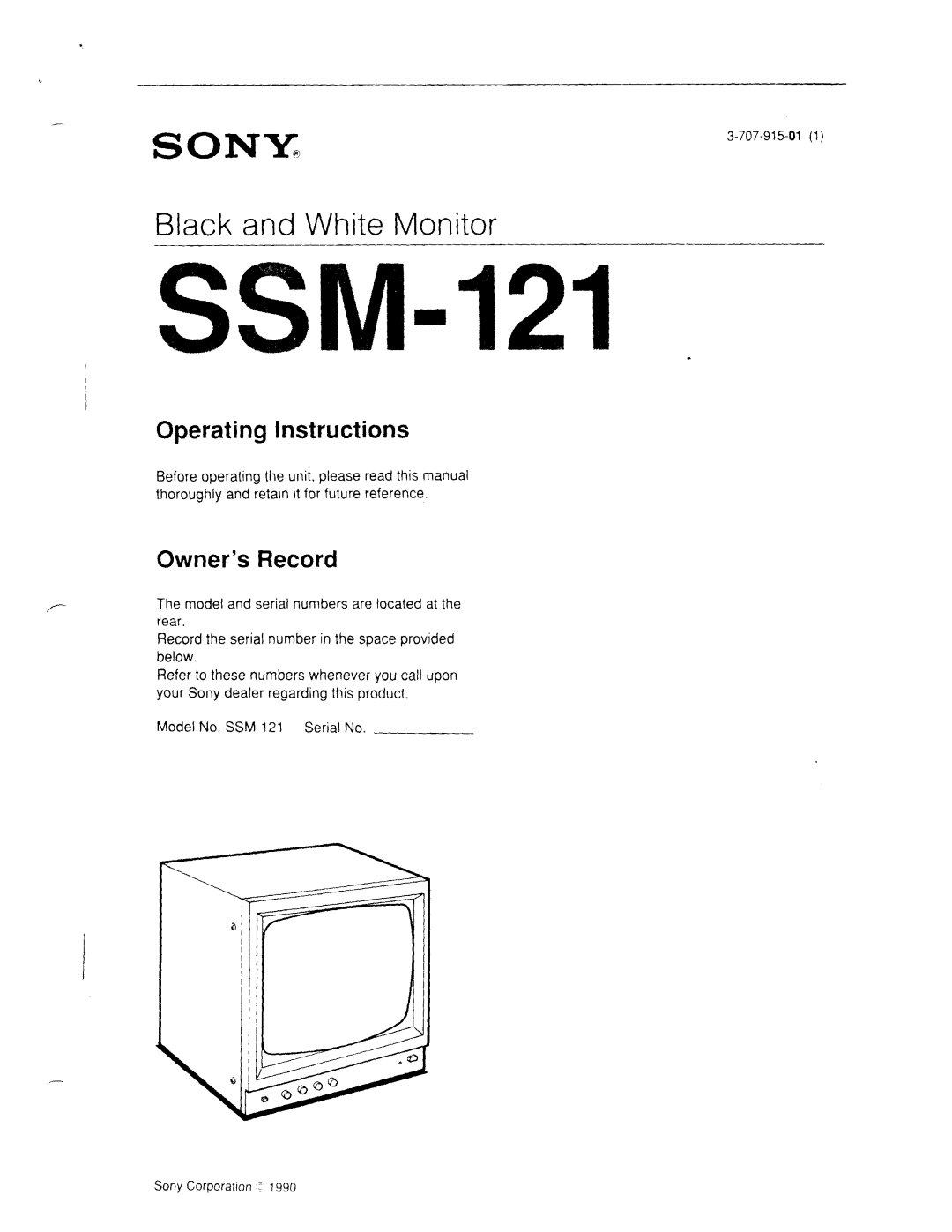 Sony SSM-121 manual 