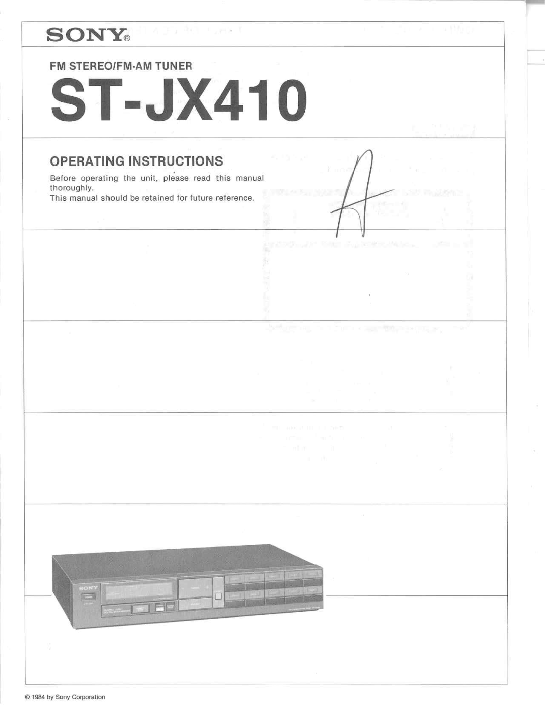 Sony ST-JX410 manual 