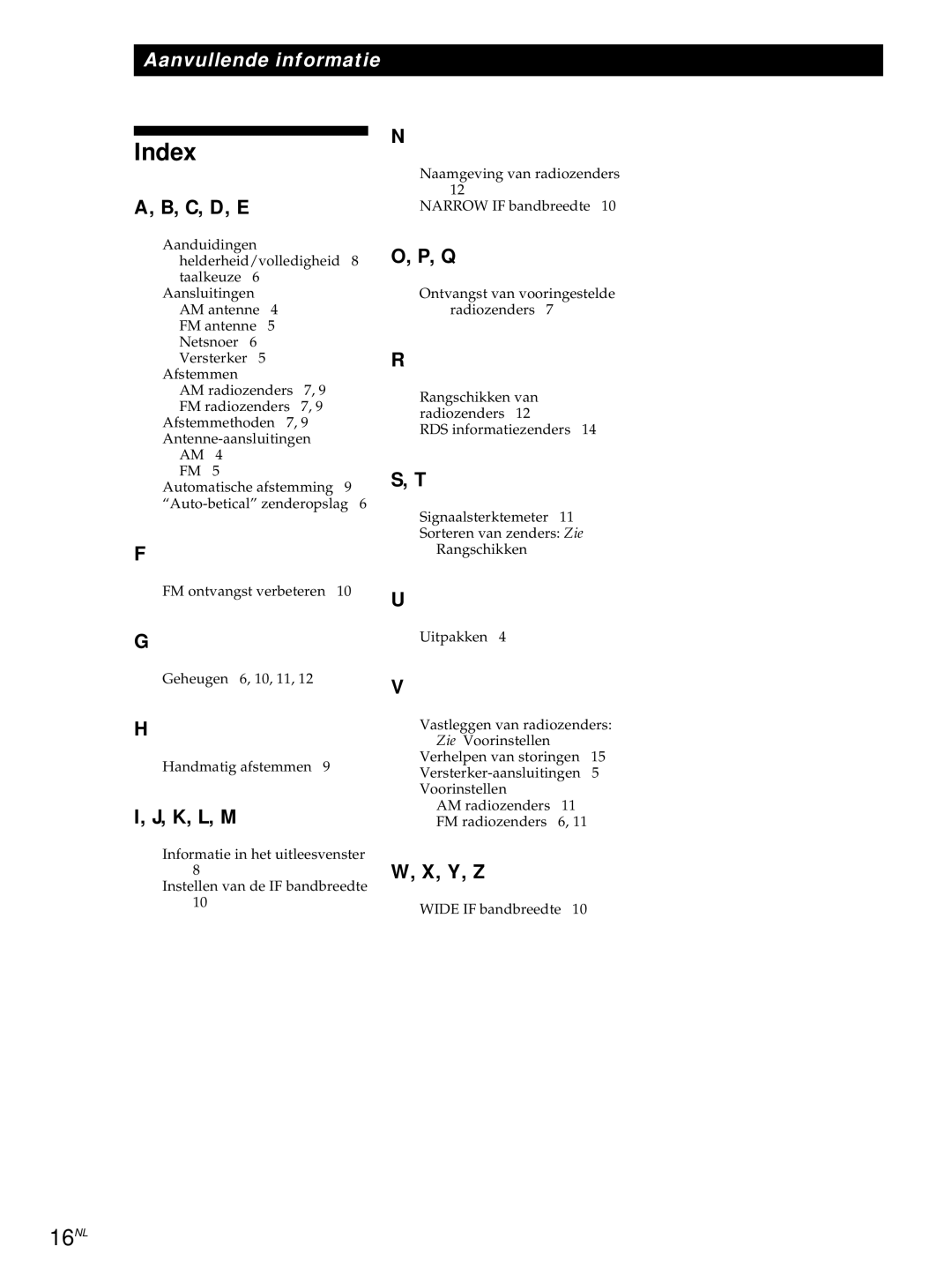 Sony ST-S3000ES operating instructions 16NL, C, D, E, K, L, M 