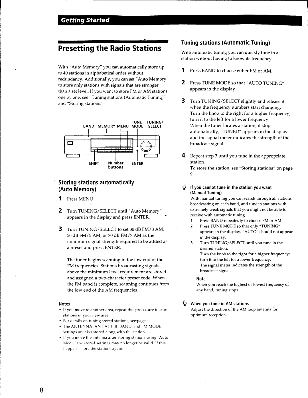 Sony ST-SA50ES manual 